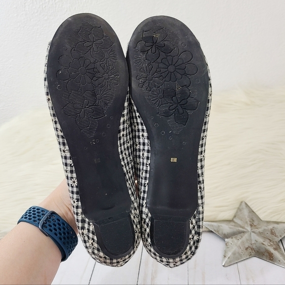 Vintage Mudd gingham daisy peep toe flats size 8 - Picture 6 of 6
